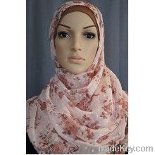 Light Pink and Tan Floral Hijab