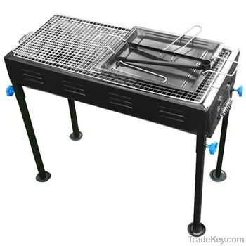 charcoal BBQ grill with adjustable legs