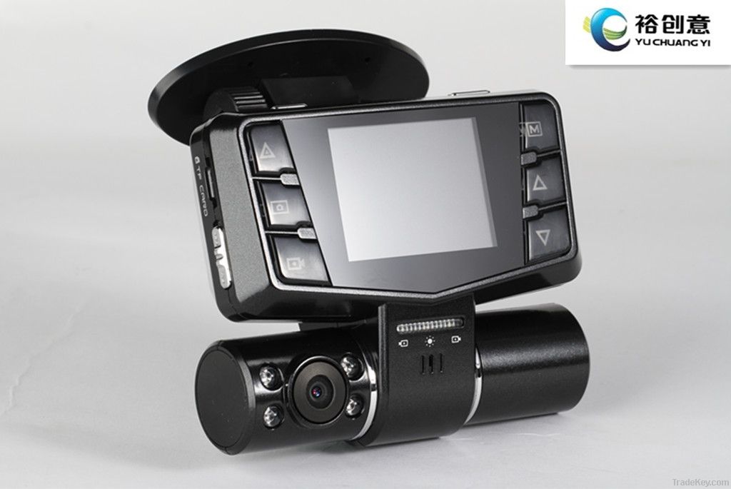 dual channels and dual-screen display car black box-(CY-900T)