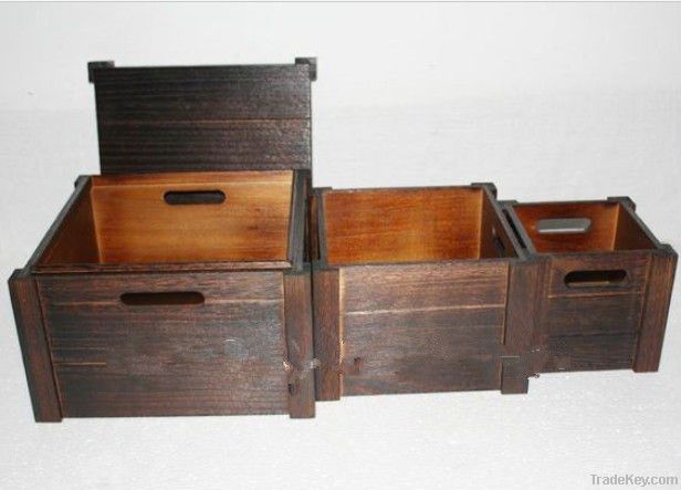 wood storage box and bins