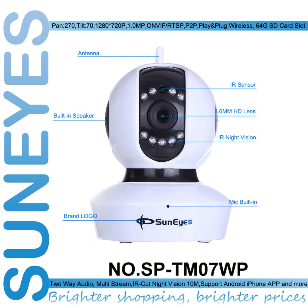 1280*720 1.0 Megapixel P2P BABY MONITOR IP Camera Wireless IR Cut ip camera