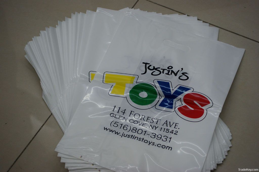 High quality custom printed LDPE die cut handle plastic bags