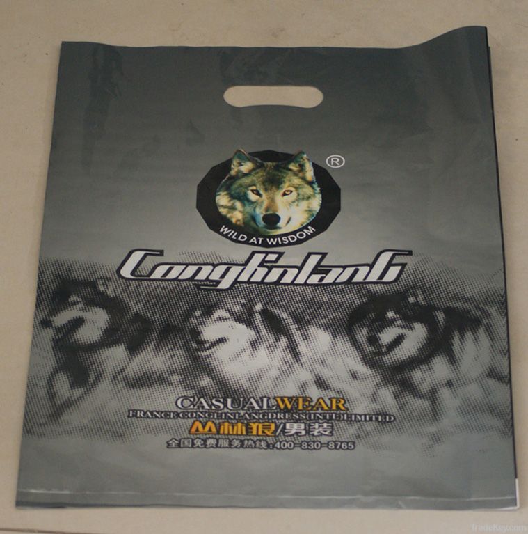 Custom printed die cut plastic bags for clothing