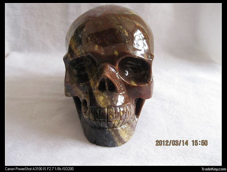 natural handmade jade stone skull carving