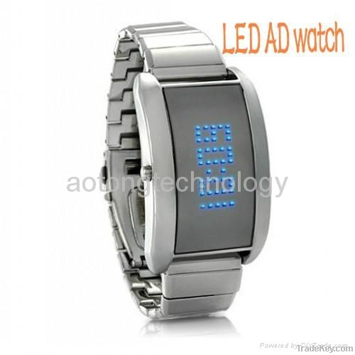 LED watch with AD, fashional watch