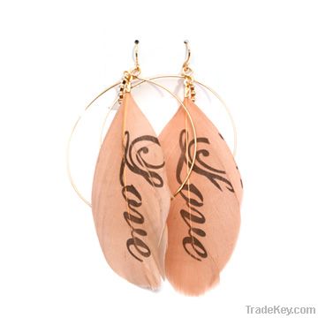 Love feather drop earrings