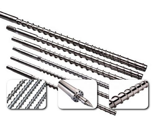 Injection machine screw and barrel