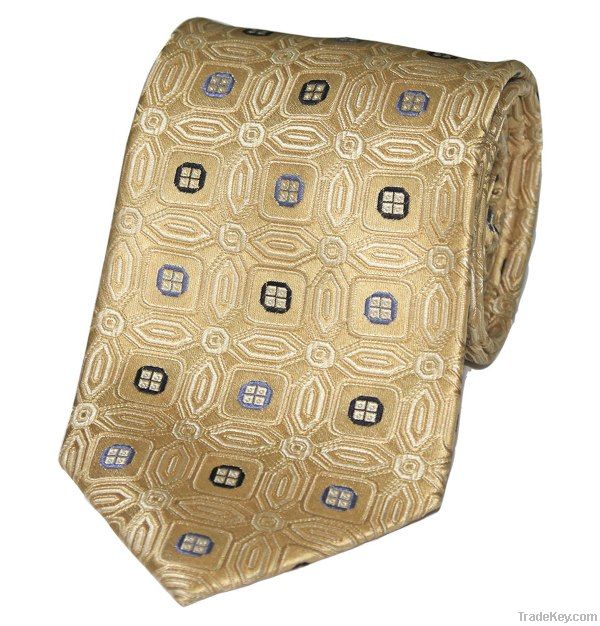 Yellow Gold Pattern Silk Tie