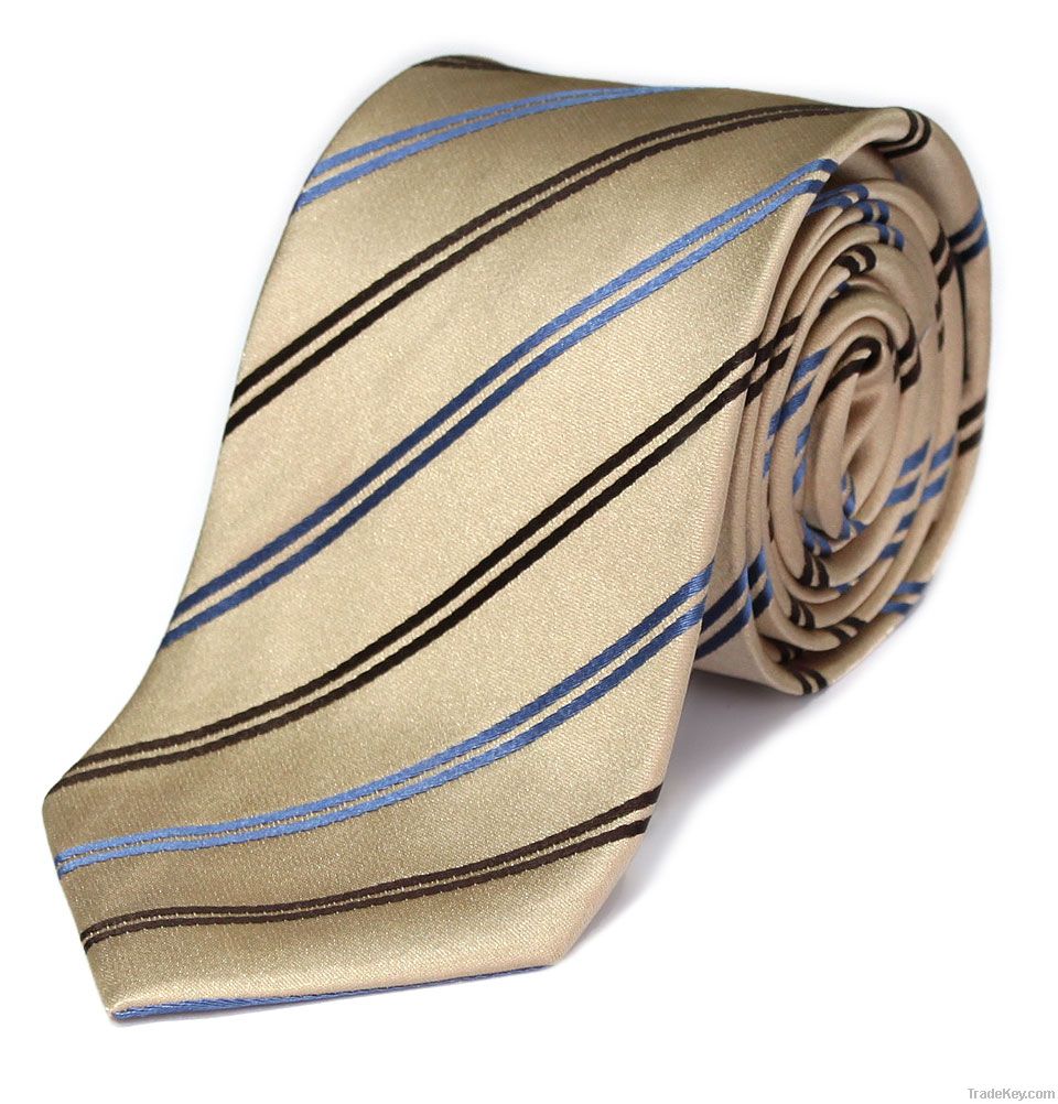 Gold Double Striped Silk Tie