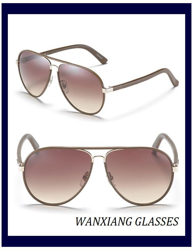 Leather-wrapped Aviator Sunglasses Polarized 