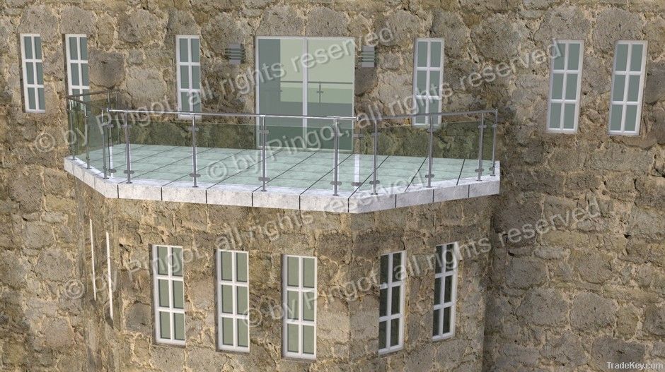 Top Mount Balustrade, Made of 304 Stainless Steel and Laminated Glass