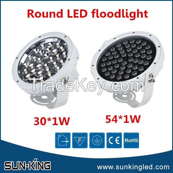 30W/54W led round floodlight, led outer wall flood light yellow/blue/green/rgb