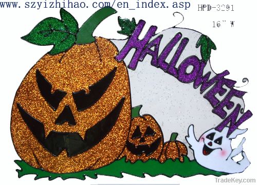 soft pvc halloween window sticker pumkin scenery