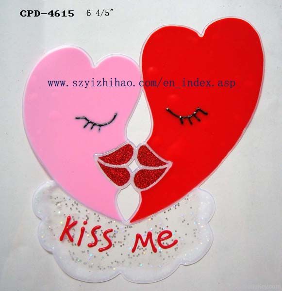 pvc the valentine's day window sticker double heart