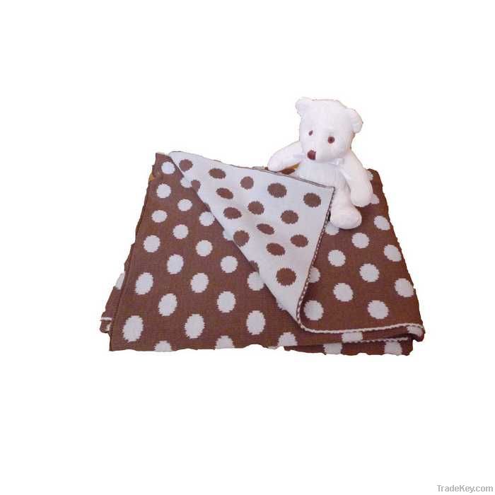 100%cotton knit dot blanket