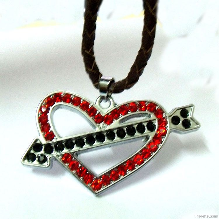 Rhinestone Alloy Valentine's Heart Charms Pendant