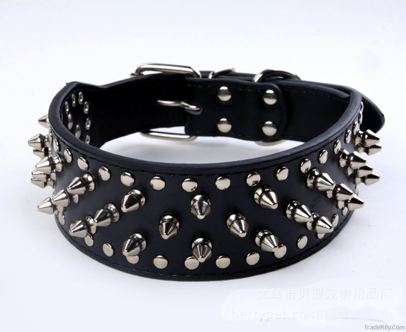 Rivet Studded Genuine Leather Dog Necklace