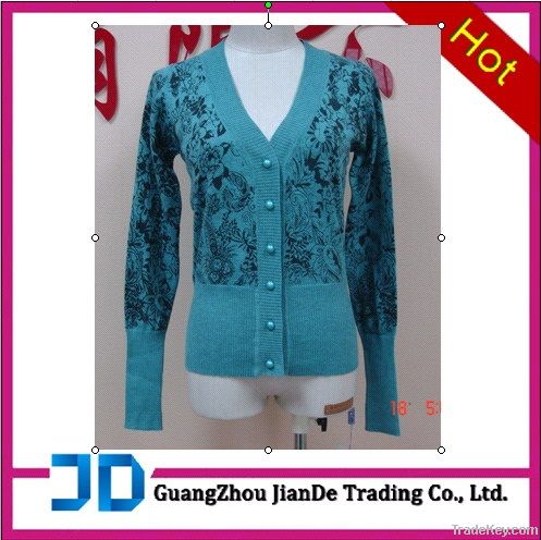 2012 Ladies&#039; long sleeves knitted cardigan sweater with printing