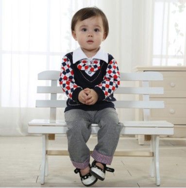 Fall and Spring boys gentleman suit children clothes baby boys multiple clothing sets