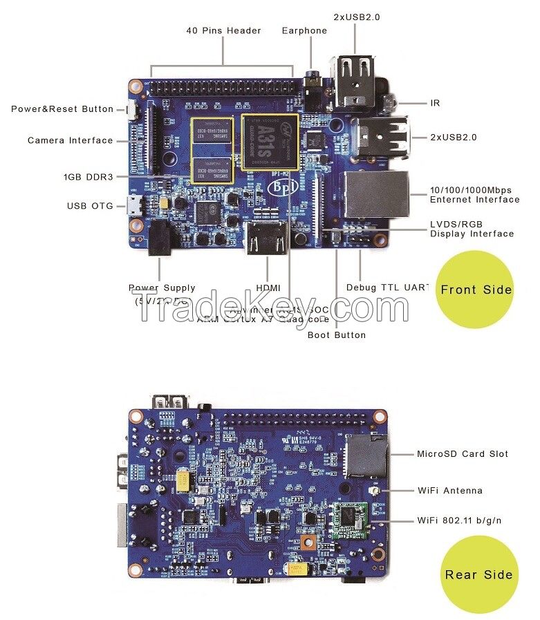 original BPI-M2 Banana Pi M2 A31S Quad Core 1GB RAM Android4.4