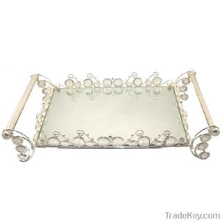 decorative metal mirror serving tray