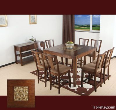 Hot seller Mosaic with wood Rect. Dining Table and Dining Chair