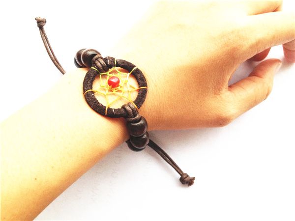 3cm DIA Indian Dream Catcher Bracelet Adjustable Rope Hand Made Dream Catcher Bracelets 4 Colors Free Shipping 2014 New Arrival