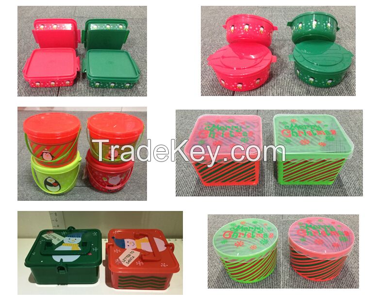 Christmas decoration/x'mas plastic bottle/cups/bowls/trays/plates