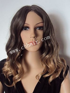 high quality heat resistant hair wig dark root with blonde tips