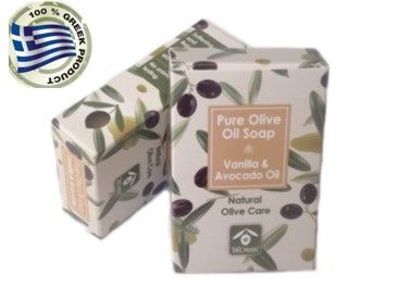 Natural Olive Oil Soaps with Vanilla &amp; Avocado Oil plastic wrapping 100 gr.