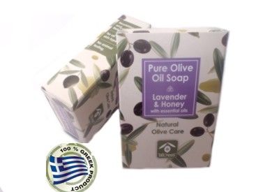 Natural Olive Oil Soaps with Lavender &amp; Honey in carton box 100 gr.