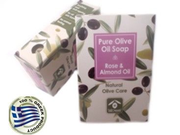 Natural Olive Oil Soaps with Rose &amp; Almond Oil in carton box 100 gr.