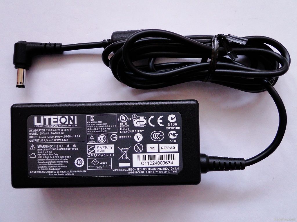 65W LITEON Laptop Adater for Asus, Lenovo, 19V3.42A, 5.5*2.5mm