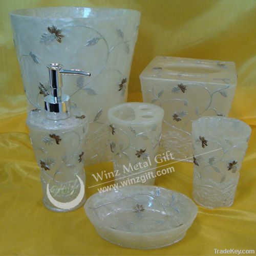 White Polyresin Bathroom set of 6pcs