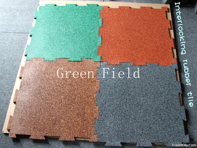 Interlocking rubber tiles