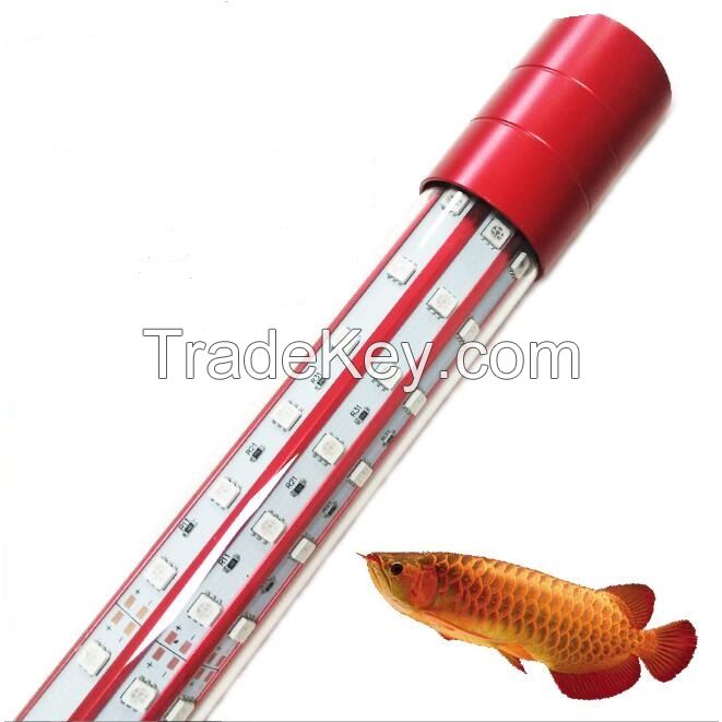 Aquarium Red Dragon Fish Koi Aluminum Alloy Three Row Wide-Angle LED Diving Lighting Lamp Dual-Purpose Color Display Lamp for Water and Land