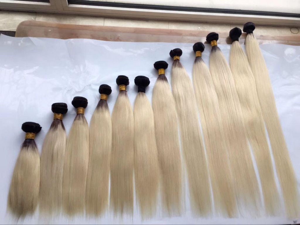 613 blond hair weft omber wefted hair  grey blond tangle fee wholesales price factory price cuticle hair weft china factory hair bundle