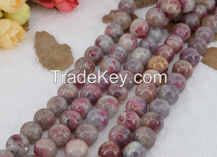 Factory price nature gemstone polish red tourmaline beads