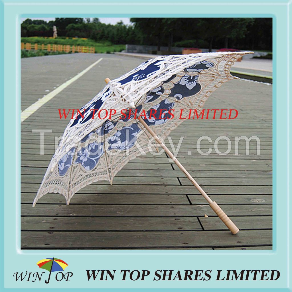 China fashion dark blue and white art parasol