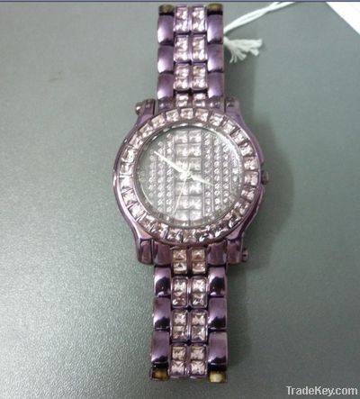 luxury ladies brass watch with daimond