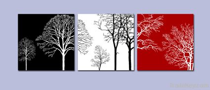 black white red flower canvas prints 3panels