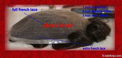 Stock men hair piece full swiss lace