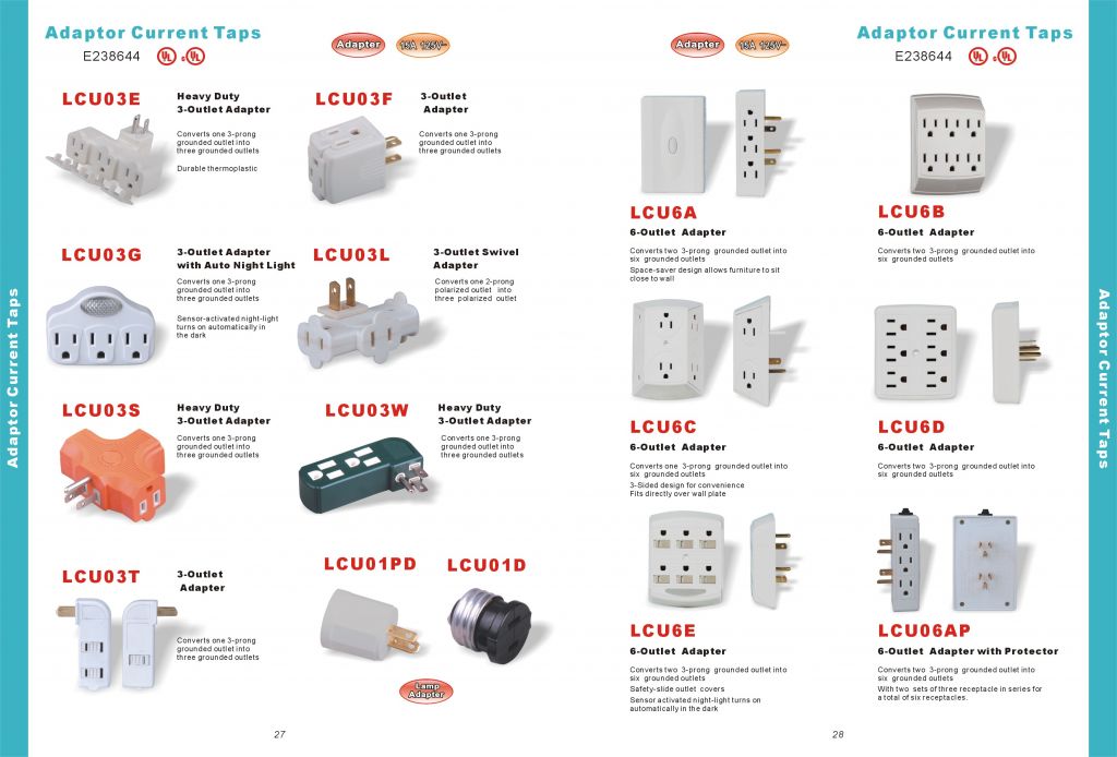 Adapter tap, Power adapter , Power bar, power shtrp, UL/CUL