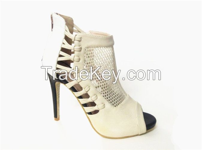 Sexy White PU Peep Toes Hollow out Ankle High heel[JGB14052]