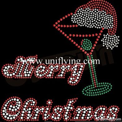 merry christmas rhinestone design for trimming