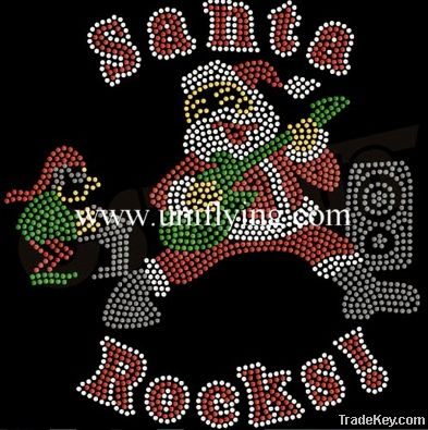 santa rockers rhinestone transfer for christmas