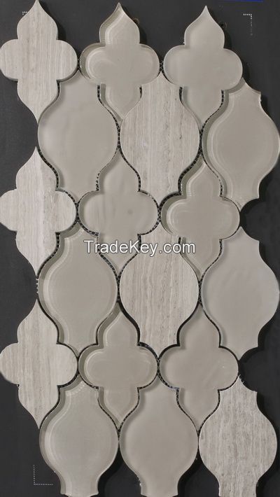 Water jet glass stone tiles