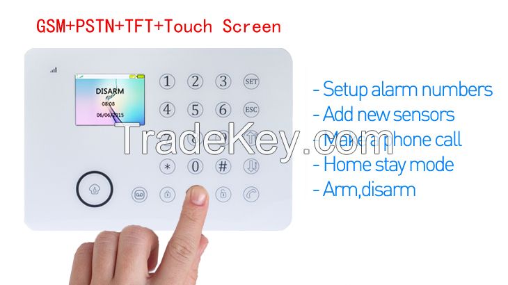 TFT PSTN home intelligent wireless security Alarm System with app control