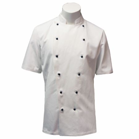 Custom Traditional White Twill, Black Studs/Short Sleeves chef Jacket/chefs coat