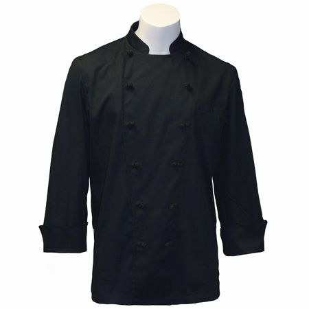 OEM Traditional Black Fineline w/Knots/Sleeve Pocket chef coat,chefs jackets